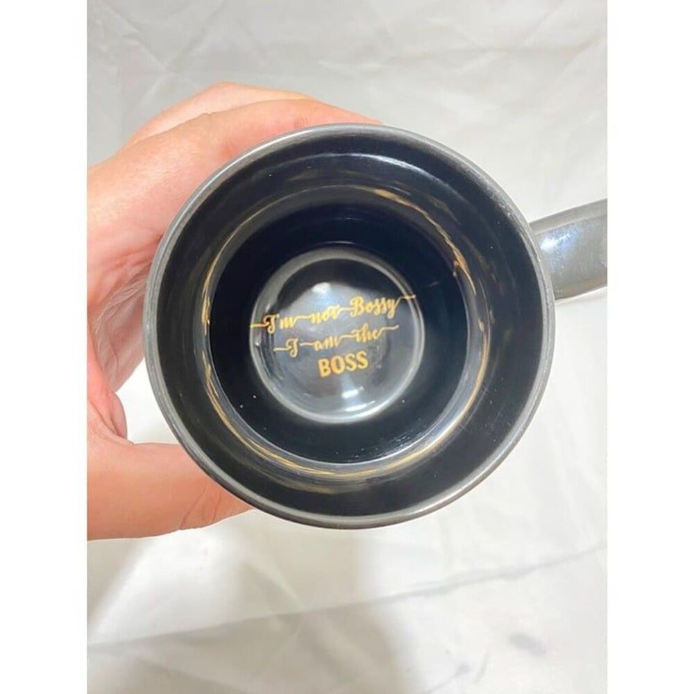 Boss Lady Coffee Mug Black and Gold Size 4 Inch Tall X 3.75 Inch Diameter - Picture 7 of 7